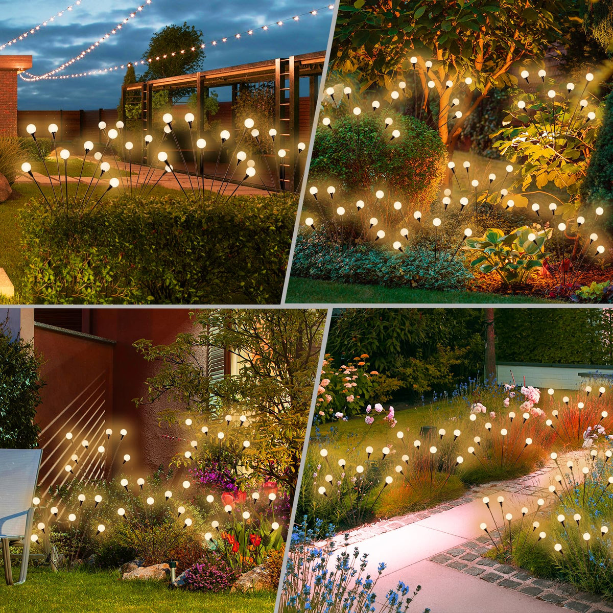 vignuto Solar Lights Outdoor Waterproof 4 Pack of 32 LEDs Garden Patio Firefly Decoration Unique