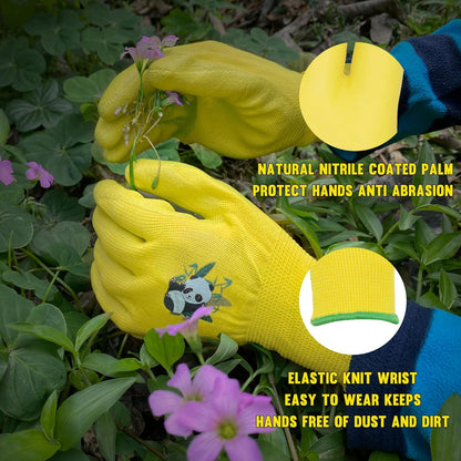 HANDLANDY 2 Pairs Kids Gardening Gloves, Toddler Children Garden Yard Work Outdoor Playing Gloves