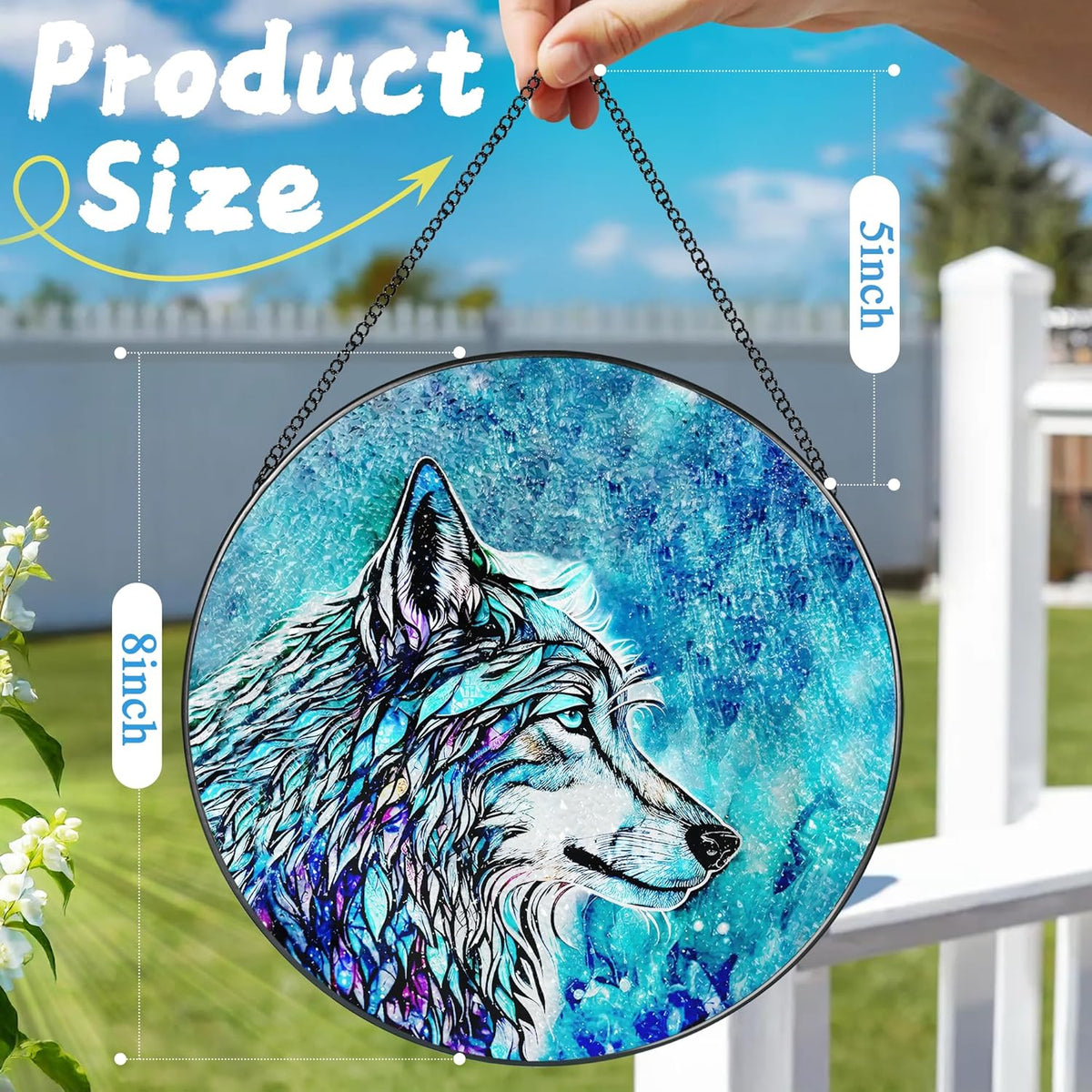 Stained Glass Window Hanging, Stained Glass Suncatcher, Wolf Sun Catcher, Window Hanging Decor