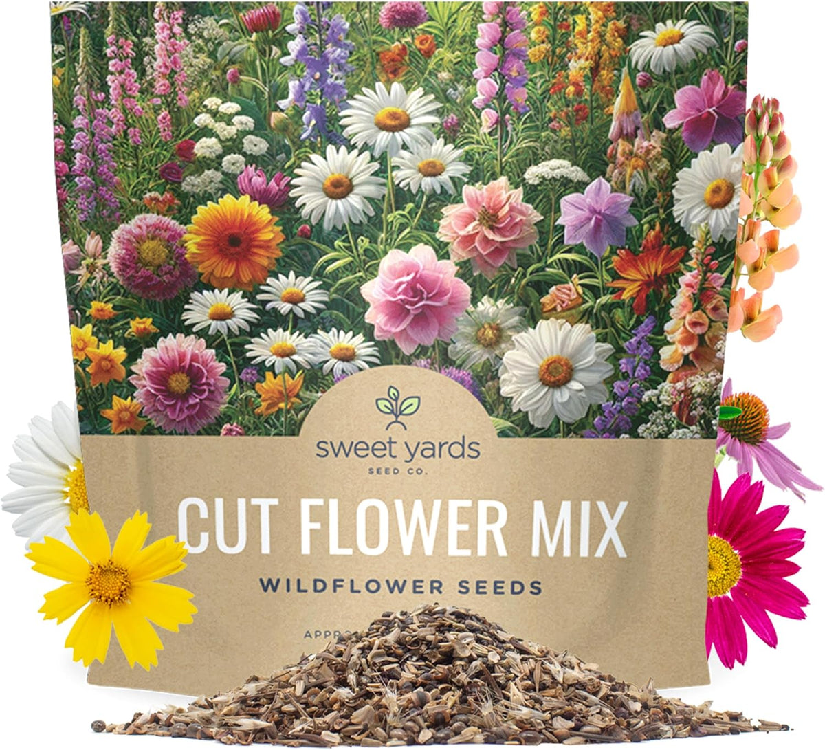 Cut Flower Garden Seeds - Extra Large 1 Ounce Packet - Over 7,500 Fresh Open Pollinated Non-GMO