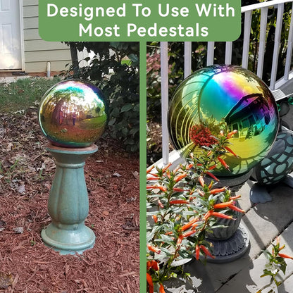 Lily's Home Gazing Globe Mirror Ball in Rainbow Stainless Steel - 12 Inch