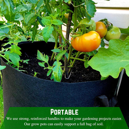Farm Plastic Supply - 3 Gallon Fabric Grow Bags - (10 Pack) - Nonwoven Fabric Pots with Handles