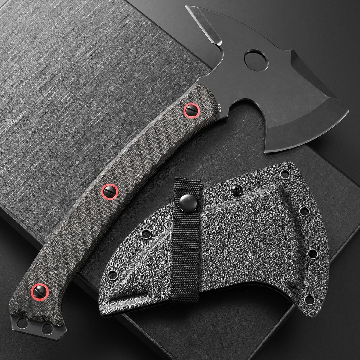 C1342 Camping Axes,DC53 Steel Blade Micarta Handle Chopping Axe Bushcraft Camping Axes Survival