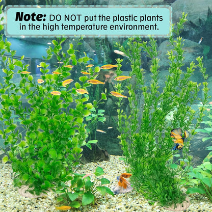 Hamiledyi 23" Tall Aquarium Plastic Plants - 2 Pack Soft Fish Tank Decor, Artificial Green Grass
