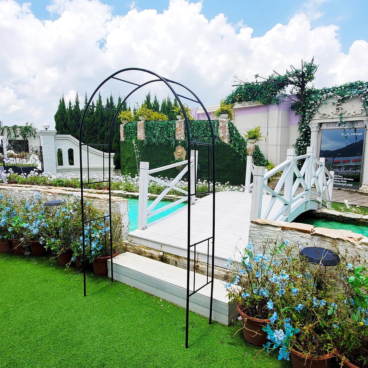 Metal Pergola Arbor Trellis, 7 Feet High x 4 Feet Wide, Garden Arch for Various Climbing Plant