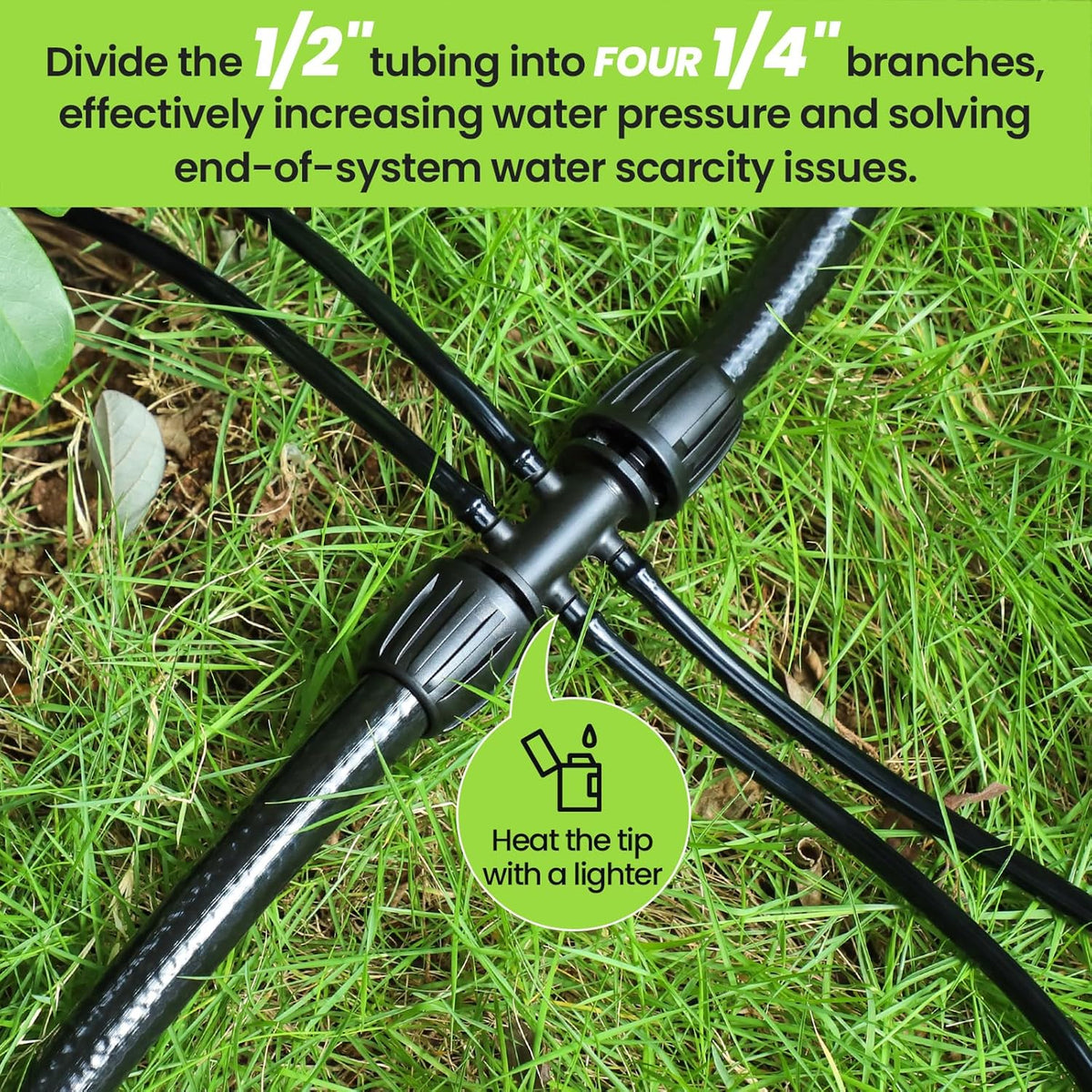 Bonviee 1/2" Irrigation Tubing with 4 Packs 6-Way Connectors - 50FT Drip Irrigation Tubing Ideal
