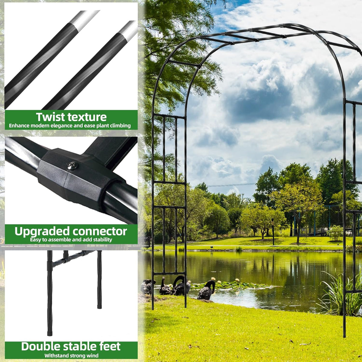 Garden Arch Trellis, Trellis Arch for Climbing Plants Outdoor, 8.2 x 7.9FT Metal Full Garden Arbor