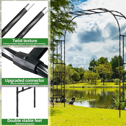 Garden Arch Trellis, Trellis Arch for Climbing Plants Outdoor, 8.2 x 7.9FT Metal Full Garden Arbor