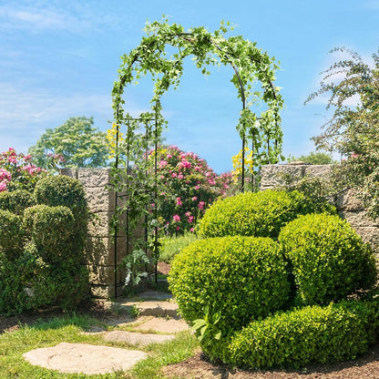 Giantex Garden Arch Trellis - 7.2FT Metal Arbor for Garden Entryway Climbing Plants Rose, 4 Stakes
