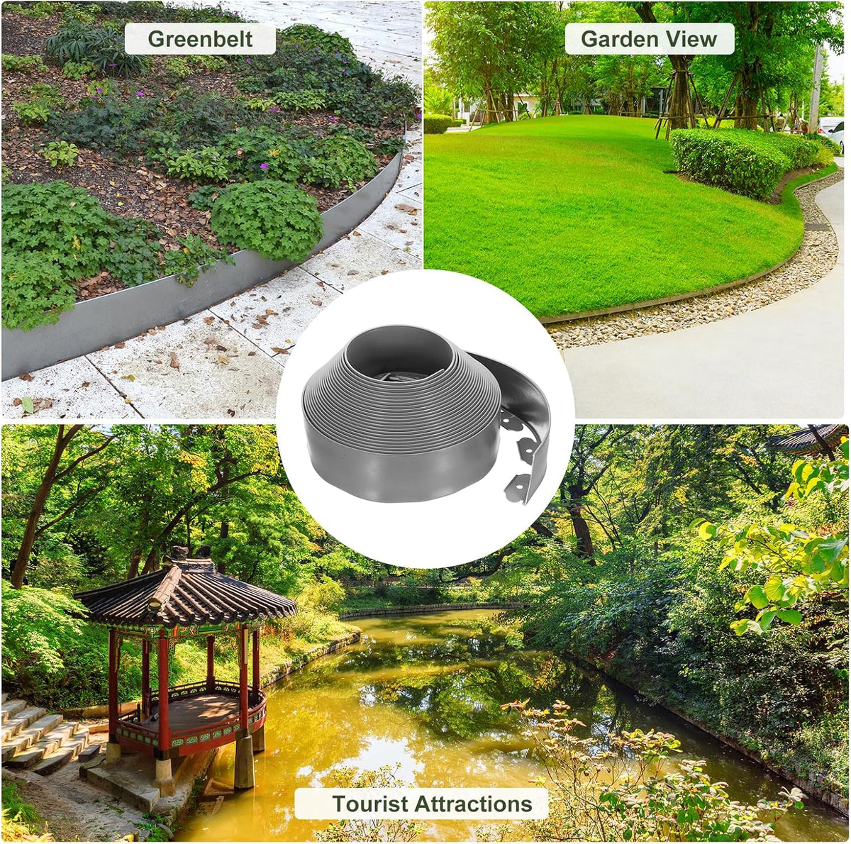 uxcell Landscape Edging, 1Pcs 66FT x 3.94" - No Dig Garden Edging Kit with 60 Stakes, Landscape