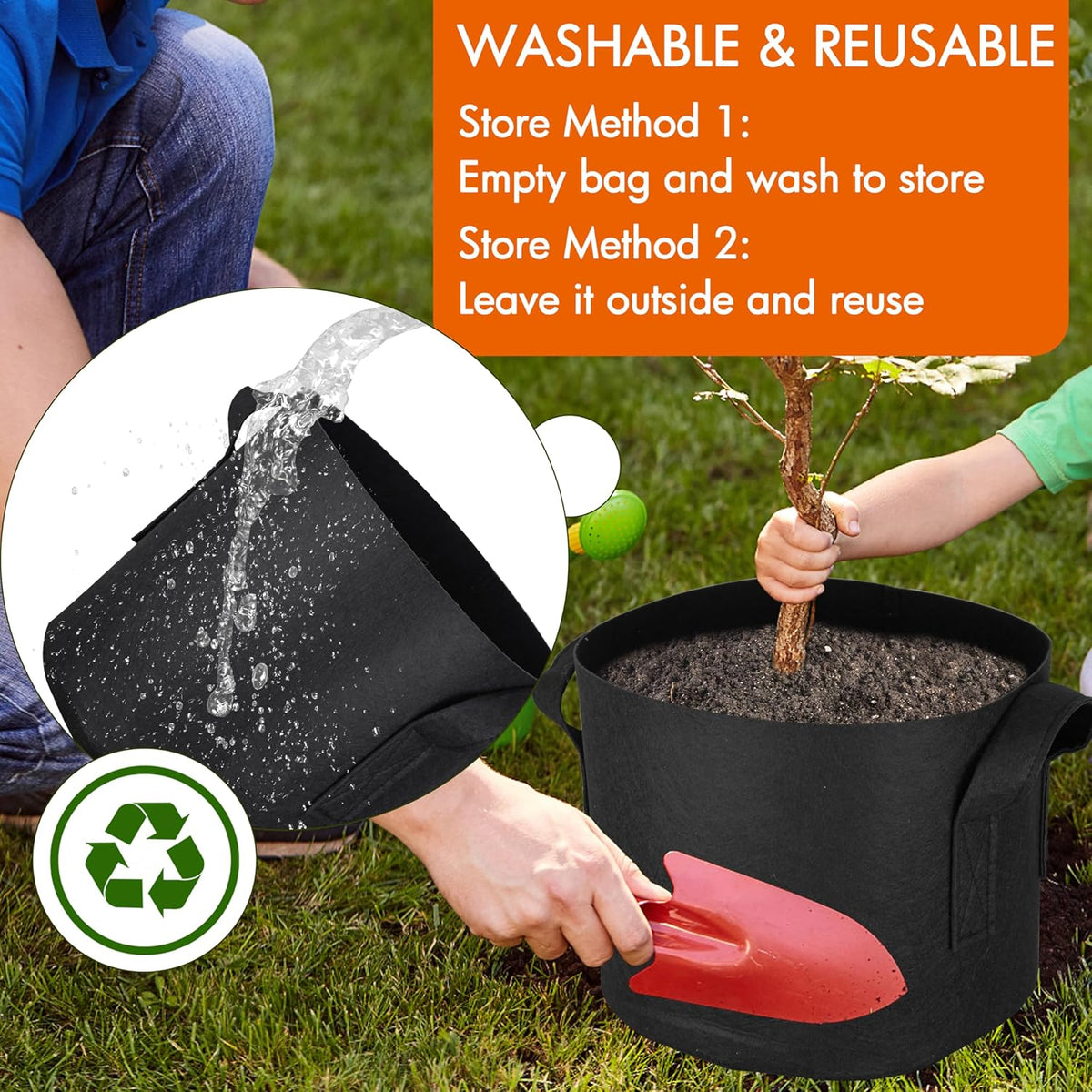 Gardzen 6-Pack 20 Gallon Grow Bags, Aeration Fabric Pots with Handles, Heavy Duty Cloth Pots for