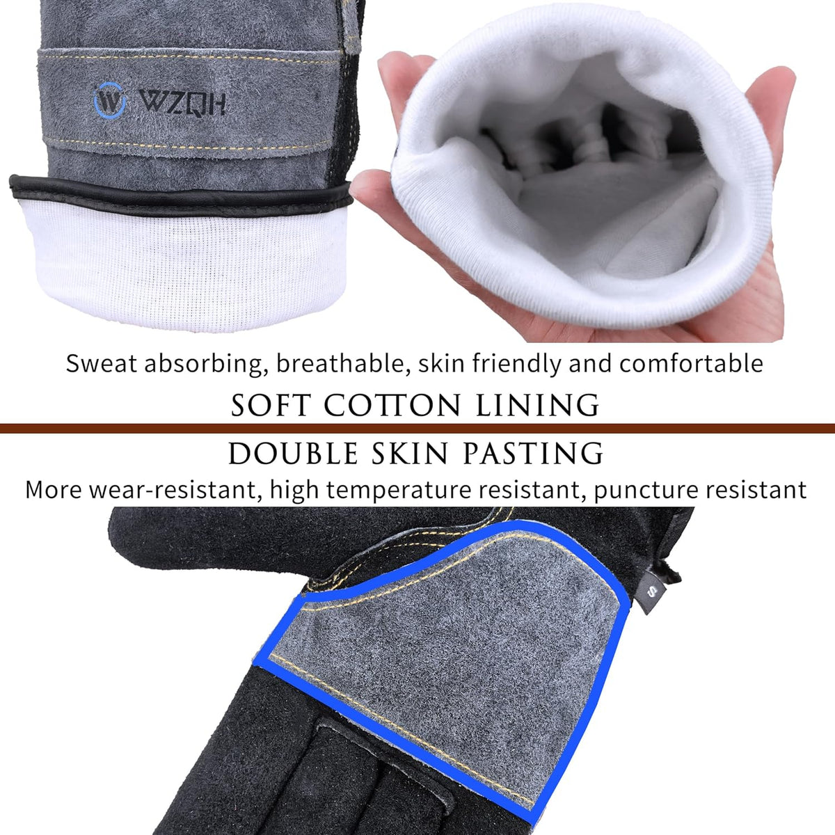 Leather Work Gloves for Men or Women. Medium Glove for Gardening, Tig/Mig Welding, Construction