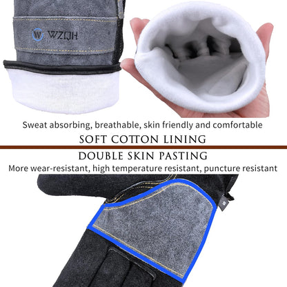 Leather Work Gloves for Men or Women. Medium Glove for Gardening, Tig/Mig Welding, Construction