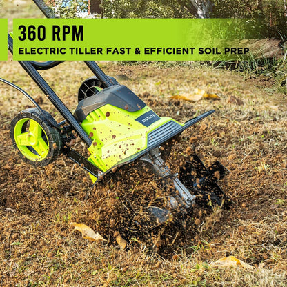 STEELITE 14-Inch Corded Electric Tiller, 10 Amp Powerful Garden Cultivator for Soil Preparation and