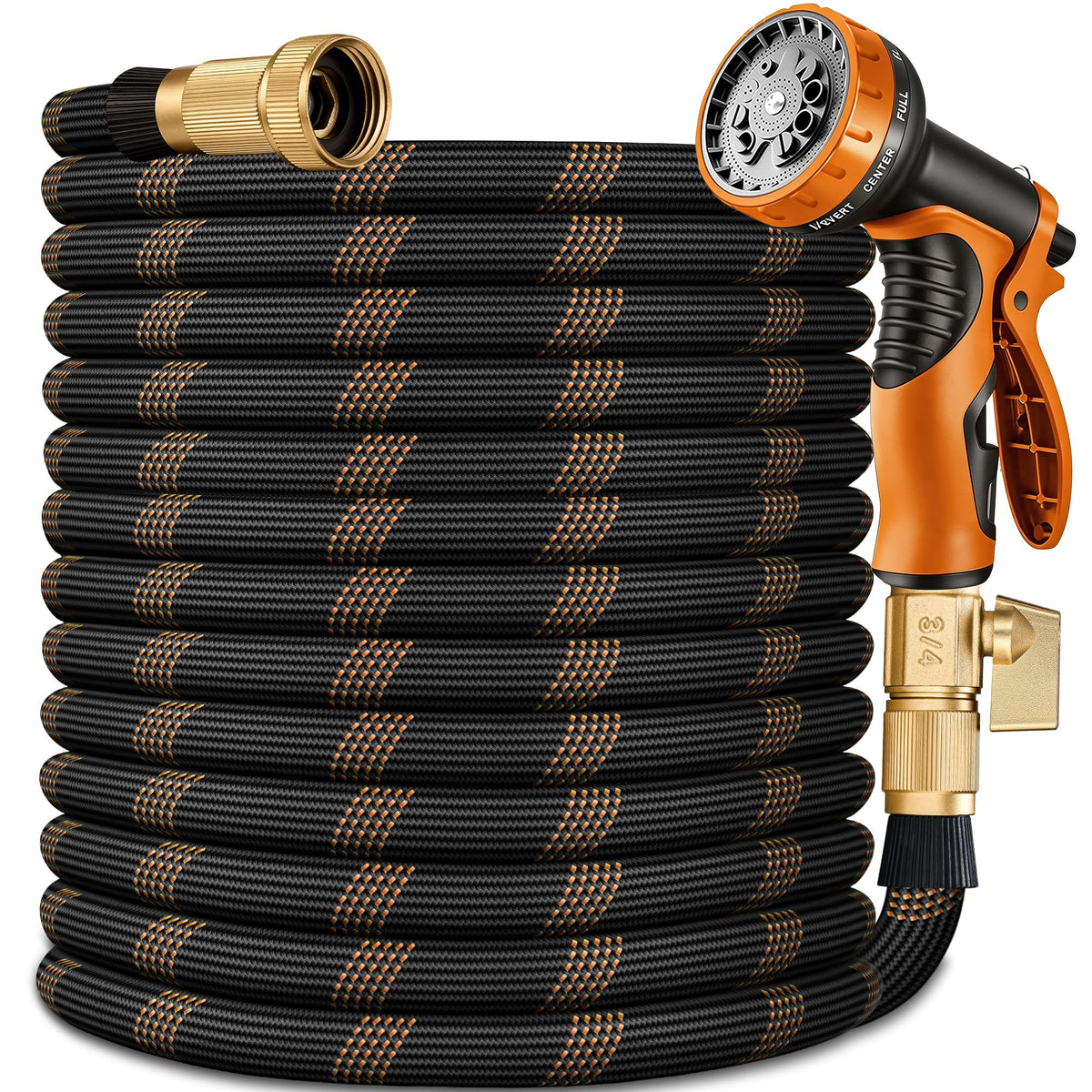 Flexible Garden Hose 100 FT, Ultra Lightweight Water Hoses w/10 Function Sprayer and 3/4" Brass