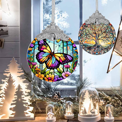 Butterfly Stained Glass Suncatcher, Christmas Tree Ornament, Holiday Decor, Gifts for Butterfly