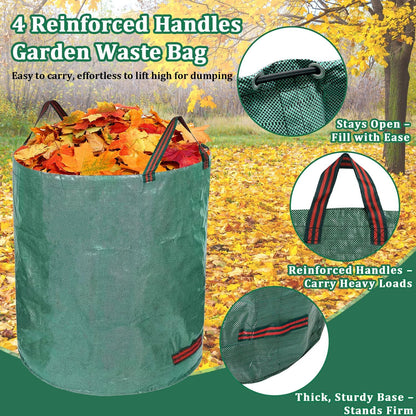 Reusable Yard Waste Bags, 3 Packs 80 Gallons Lawn and Leaf Garden Bags with Reinforced Carry