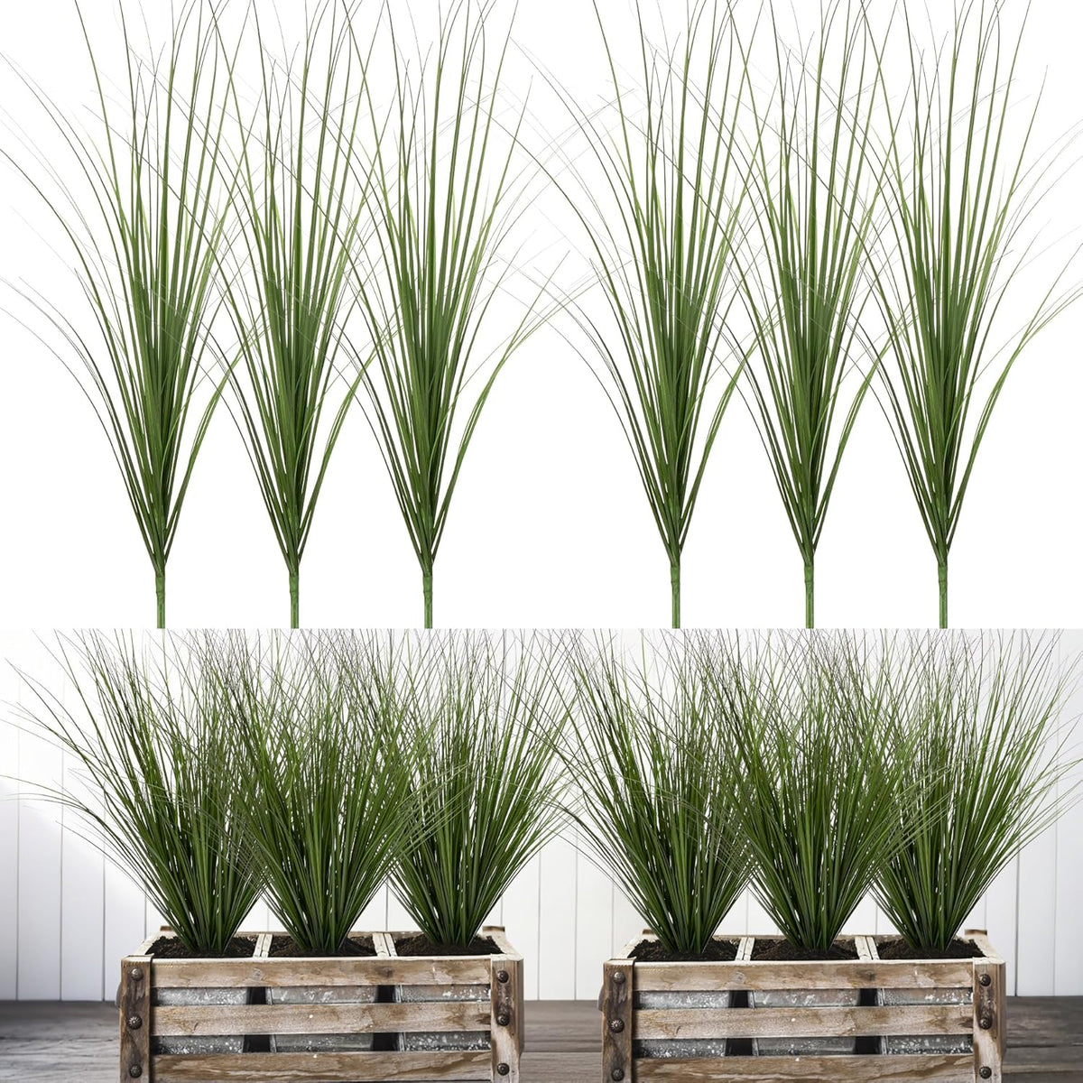 6PCS Fake Plants Artificial Wheat Grass Greenery Plastic Plants Fake Grass Artificial Plants for