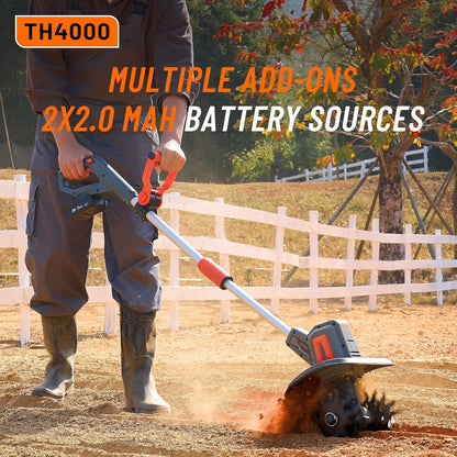 Cordless Tiller for Gardening 360 RPM Rototiller TH4000 Cultivator TaskStar Electric Garden Tiller