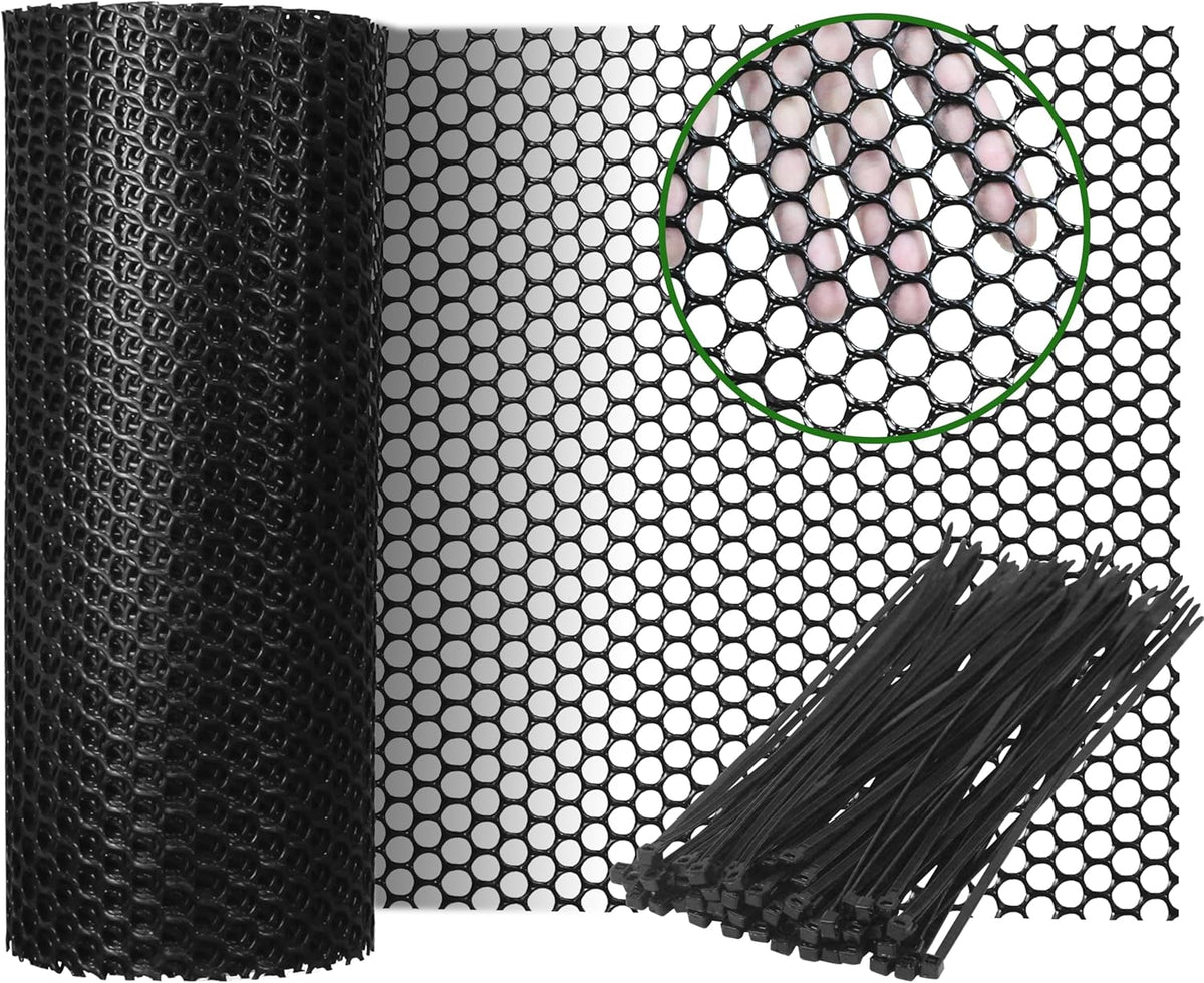 Gardzen Plastic Chicken Wire Mesh with 70 pcs Ties, 16in x 33ft Durable Chicken Fence for Poultry