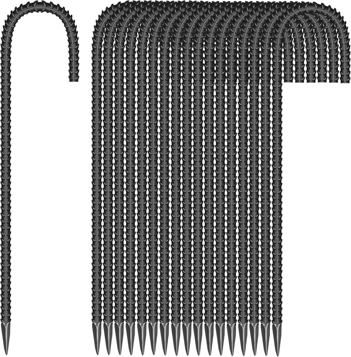 18 Pieces 12-Inch Garden Ground Stakes Galvanized Steel J Shape Hook Rebar Stake - Heavy Duty