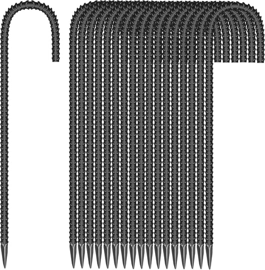 18 Pieces 12-Inch Garden Ground Stakes Galvanized Steel J Shape Hook Rebar Stake - Heavy Duty