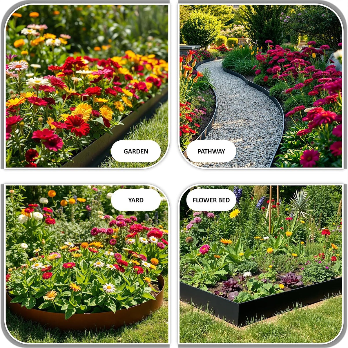 20ft. Galvanized Steel Landscape Edging (6-Pack) – 40" x 8" Metal Garden Border, Hammer-in Lawn