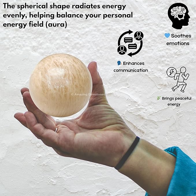 Amazing Gemstone Cream Moonstone Crystal Ball with Stand - 2 Inches Crystal Sphere Meditation Balls