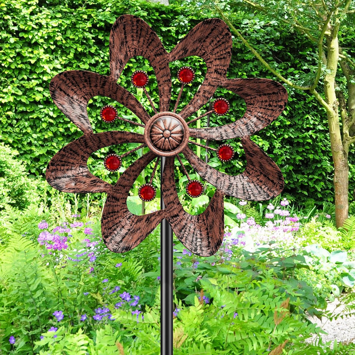 Metal Wind Spinners Outdoor, 360° Wind Sculpture Spinner with Metal Stake, Waterproof Spinners