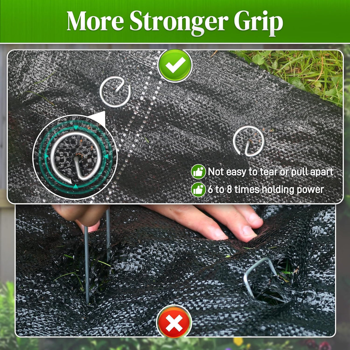 200 Pcs Circle Top Landscape Staples, 11 Gauge Landscape Fabric Pins, 6 Inch Garden Stake for