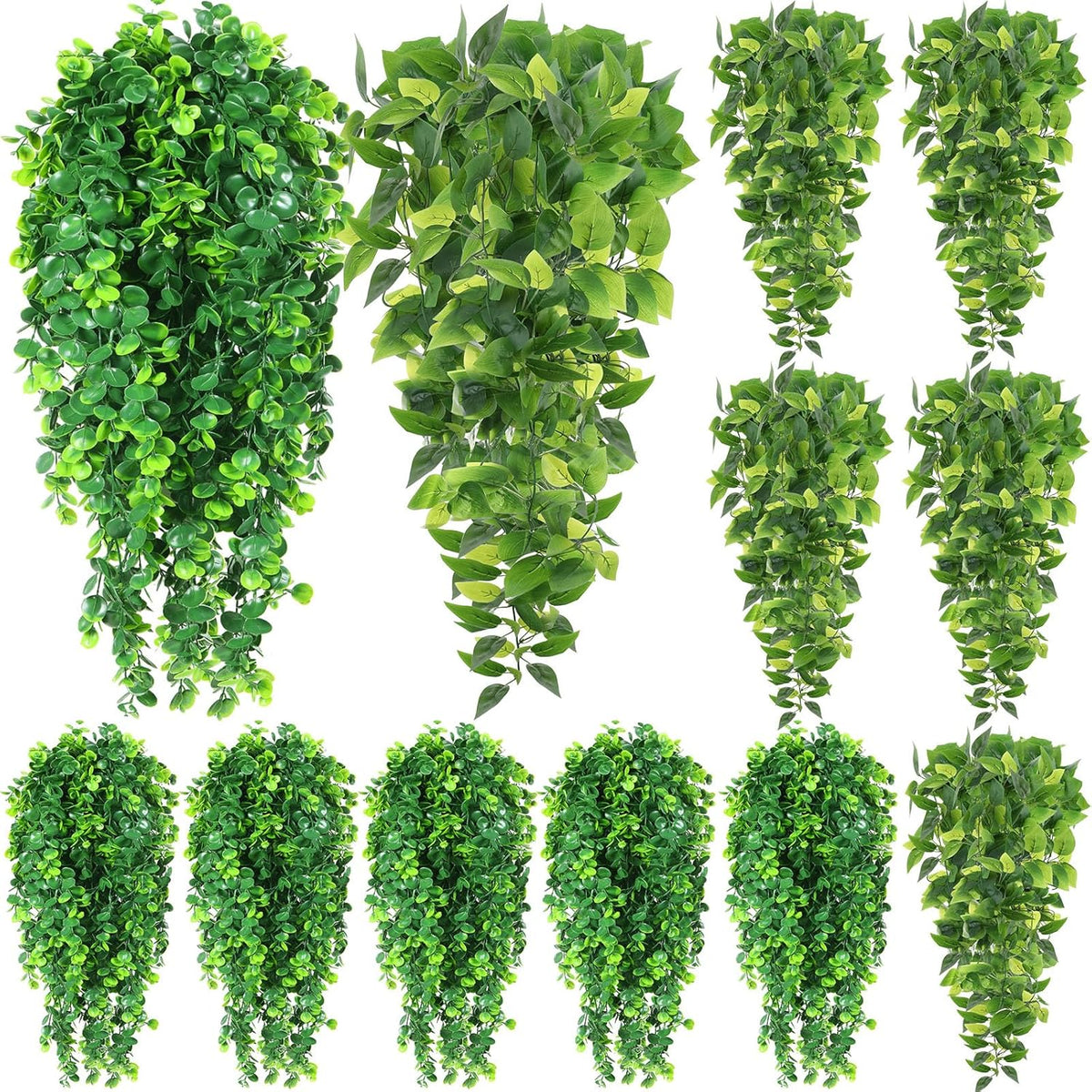 Hoteam 12 Pcs Artificial Hanging Plants 32 Inch Fake Ivy Vines with Fake Leaves Patio Artificial