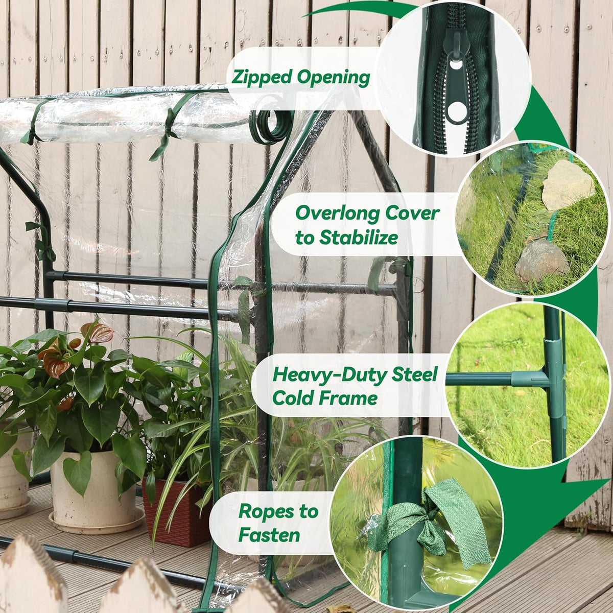 Gardzen Mini Greenhouse with Waterproof Base, Indoor/Outdoor Tabletop Greenhouse for Seed Starting