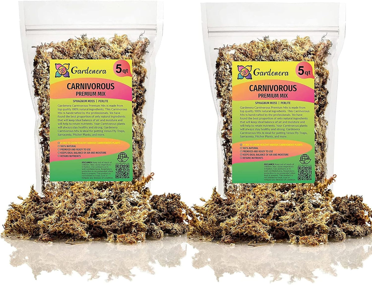 Gardenera Sphagnum Moss Potting Mix for Carnivorous Plants - 10 Quart - Moss and Perlite Blend for