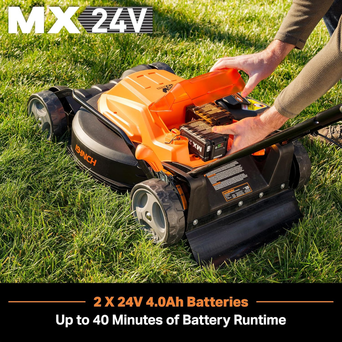 LawnMaster CLMF4819X 19-inch Brushless Cordless Mower with 2X24V MAX* 4.0Ah Battery and a Dual