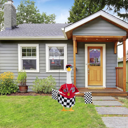 Porch Goose Outfits Cement Goose Race Car Driver Costume Clothing Racer Jumpsuit Clothes Goose