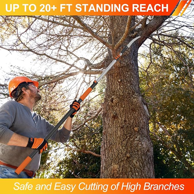 26FT Pole Saw, Telescoping Tree Trimmer with 5-20FT Extension Pole, Manual Branches Pruner for