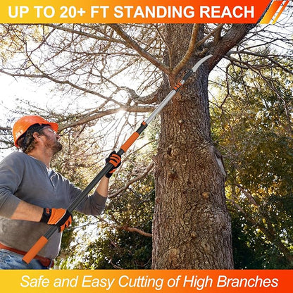 26FT Pole Saw, Telescoping Tree Trimmer with 5-20FT Extension Pole, Manual Branches Pruner for