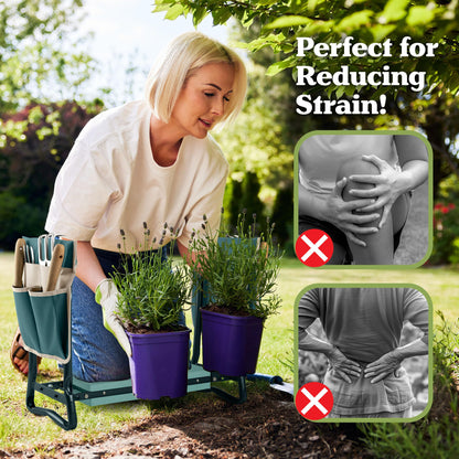 Pure Garden 2-in-1 Foldable Garden Kneeler and Seat, Green