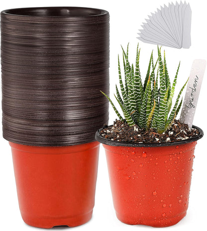 TDHDIKE Plastic Planter Nursery Pots 4" Small (50pcs) Seedlings Flower Pots Container Seed Starting