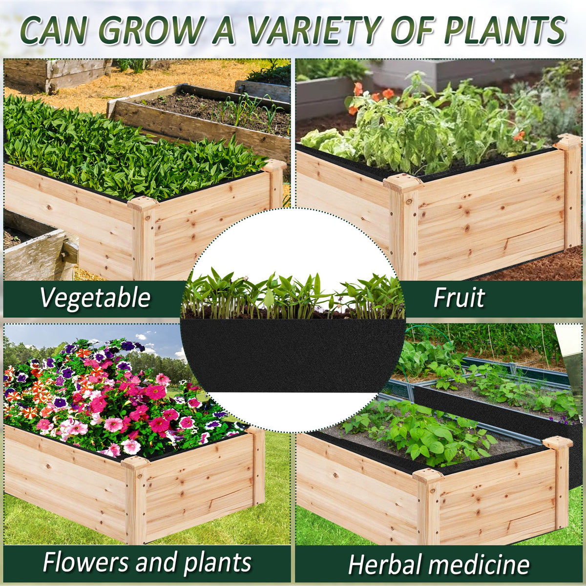 FULEIYA 1PCS Raised Garden Bed Liner Fabric Raised Garden Bed Breathable Drainage Rectangle Grow
