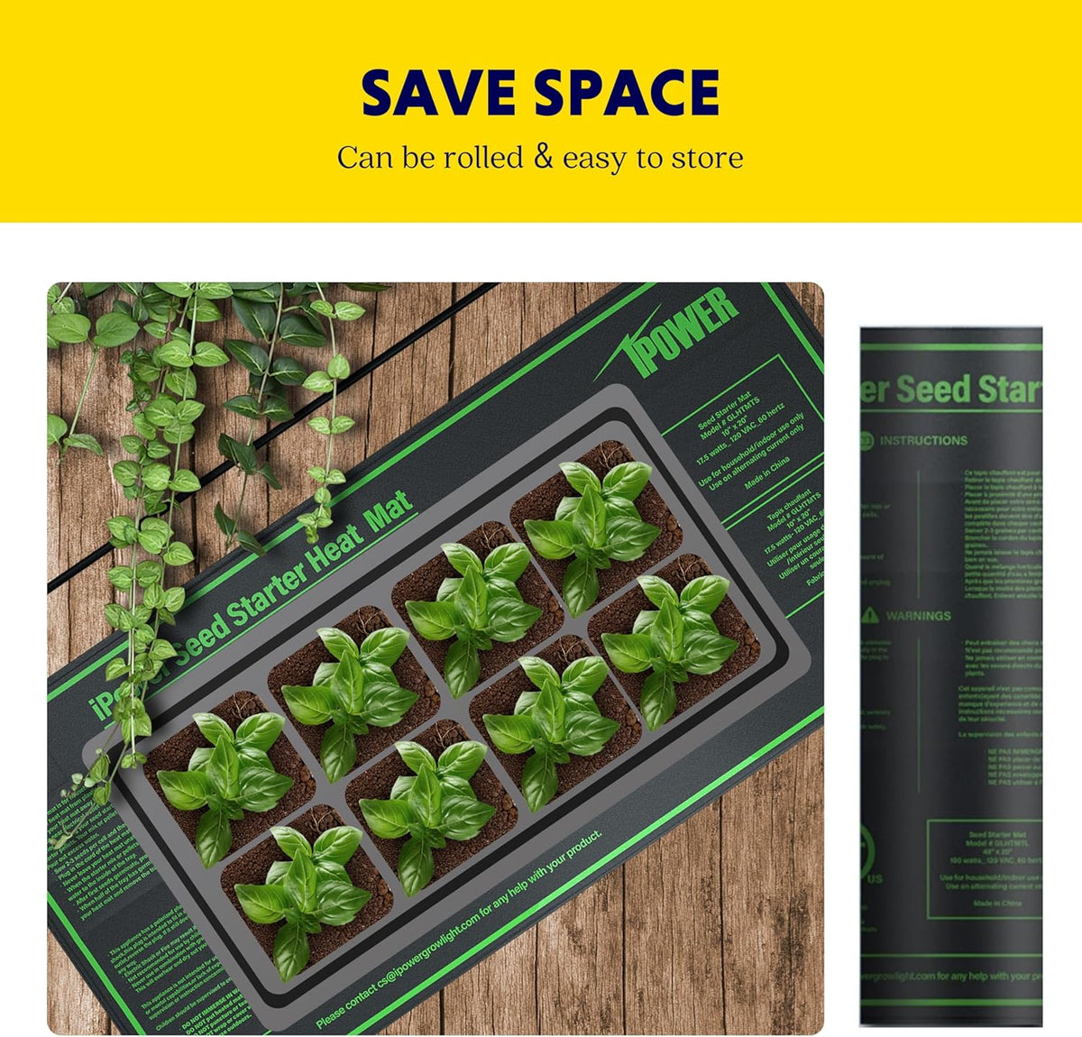 iPower Durable Seedling Heat Mat Warm 10" x 20" - 2 Pack Hydroponic Heating Pad Waterproof for Seed