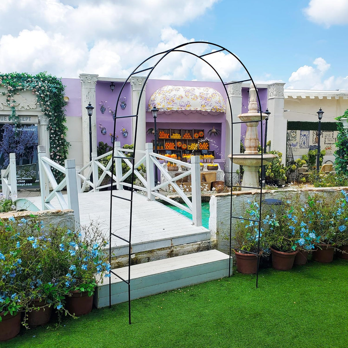 Iron Pergola Arbor Practical, 7.9 Feet High x 4.6 Feet Wide, Assemble Easily for Various Climbing