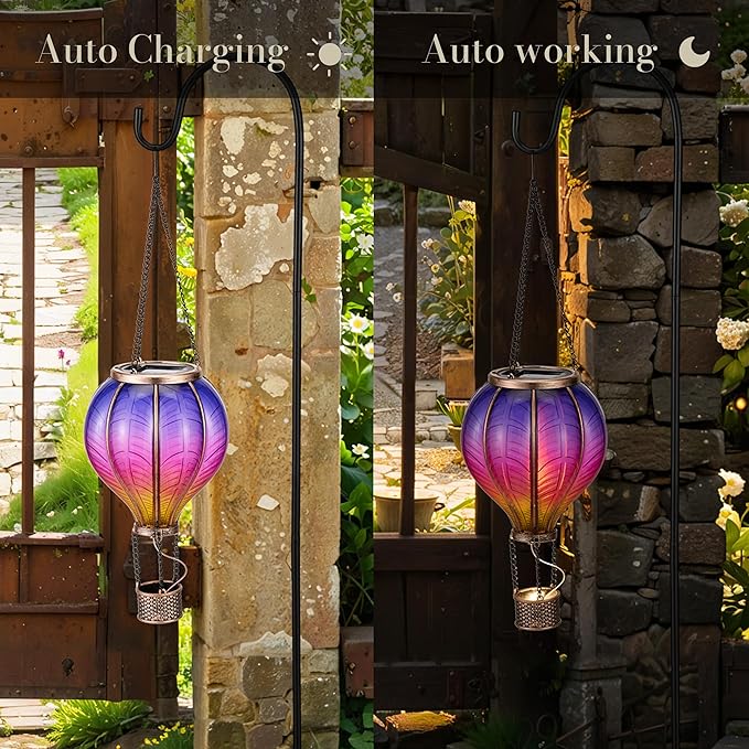 TERESA'S COLLECTIONS 2 Pack Hanging Solar Lantern Outdoor Garden Decor for Valentine ,Waterproof