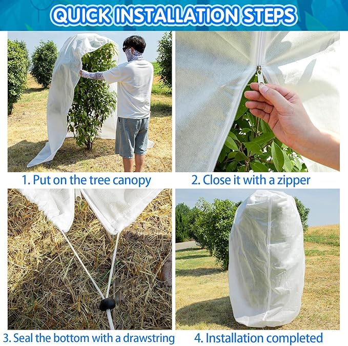 7.9×5.9FT Tree Covers for Winter, Plant Covers Freeze Protection with Drawstring and Zipper, Frost