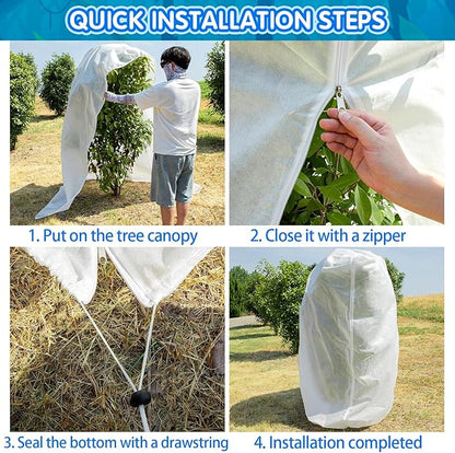 7.9×5.9FT Tree Covers for Winter, Plant Covers Freeze Protection with Drawstring and Zipper, Frost