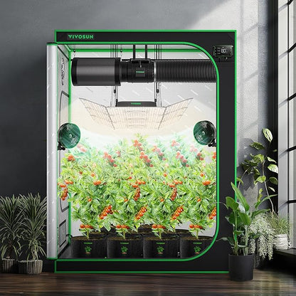 VIVOSUN S558 5x5 Grow Tent, 60"x60"x80" High Reflective Mylar with Observation Window and Floor