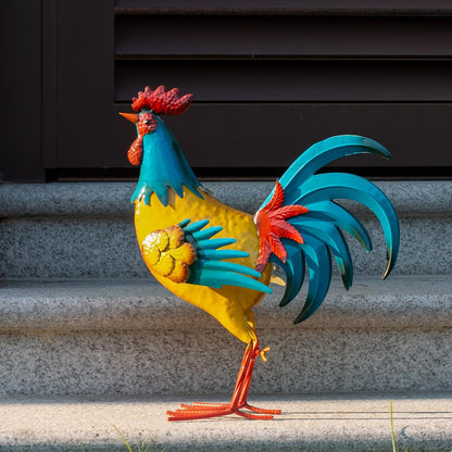 Natelf Rooster Garden Statues Outdoor Decor Metal Chicken Sculpture, Yard Art for Patio, Porch