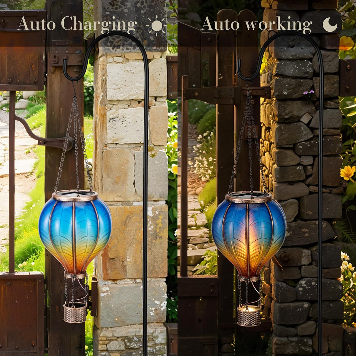 TERESA'S COLLECTIONS 2 Pack Hanging Solar Lantern Outdoor Garden Decor for Valentine,Waterproof