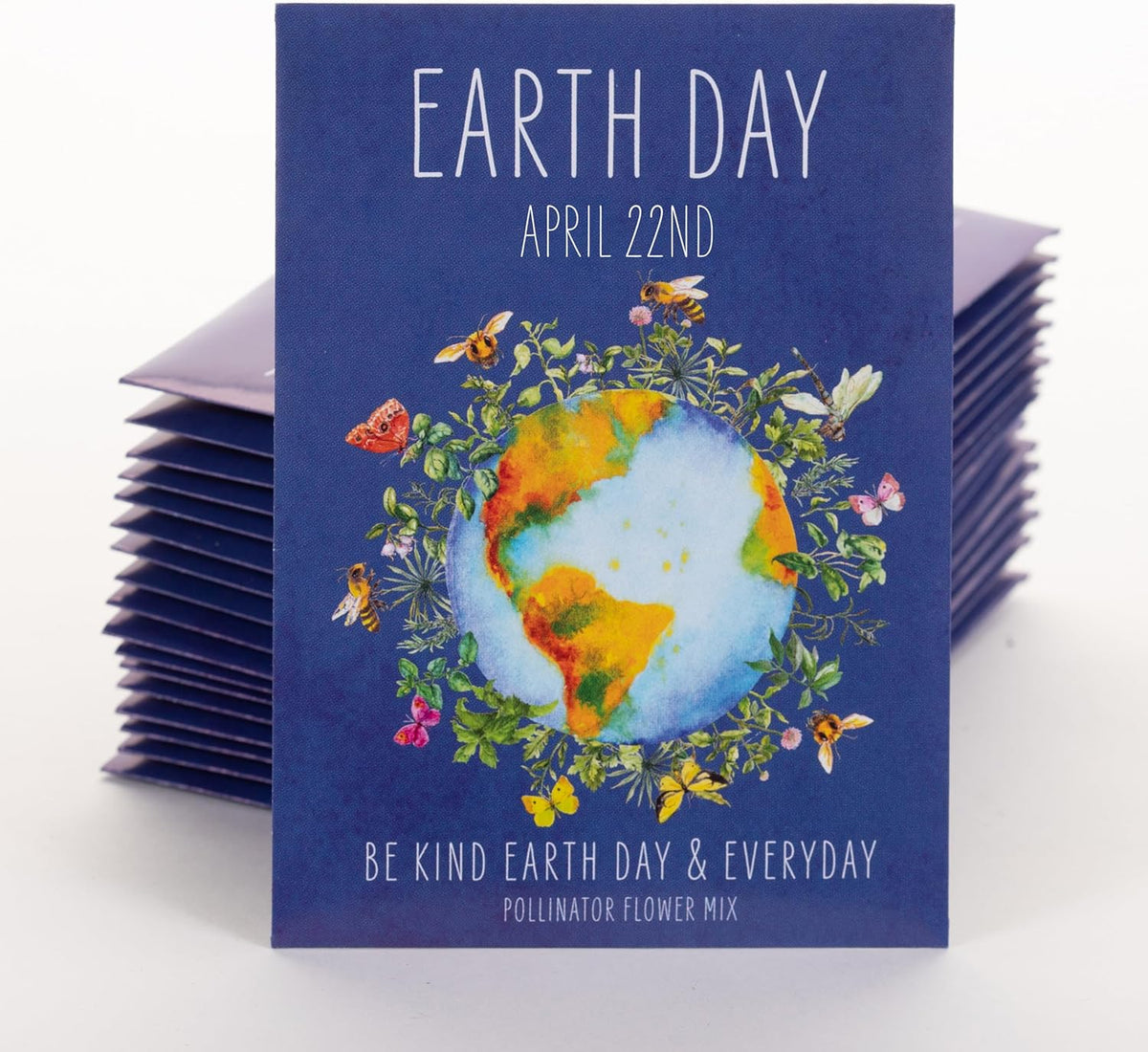 Bentley Seed Co. | Earth Day Planet Pollinator Flowers | Illustrated Bee Butterfly Flower Seed