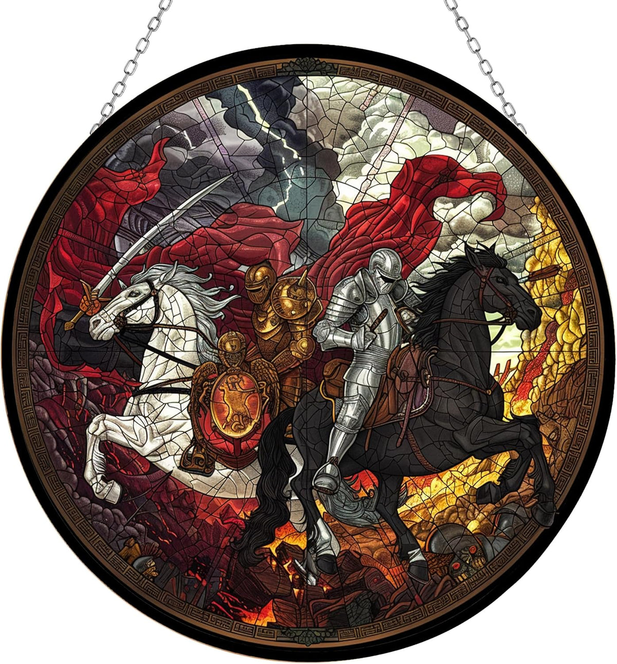 Horsemen of The Apocalypse Stained Glass Window Hanging Window Suncatcher 12" Glass Panel with